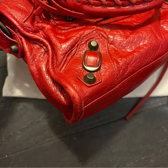 Authentic BALENCIAGA red mini city bag leather women - Picture 5 of 12